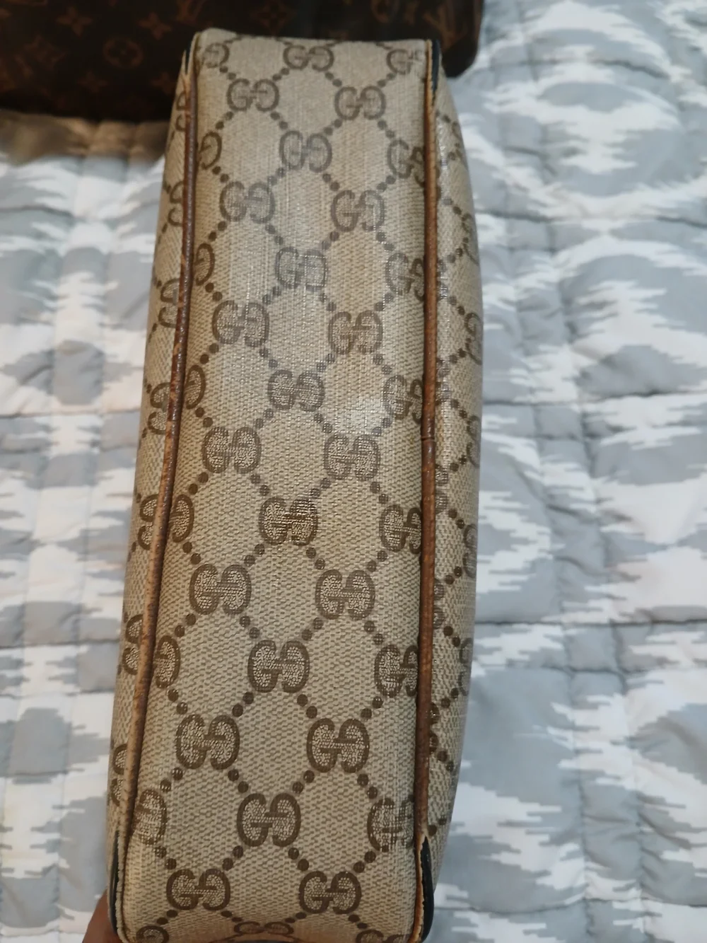 Gucci Tan Brown GG Supreme Canvas  Toiletry Case
